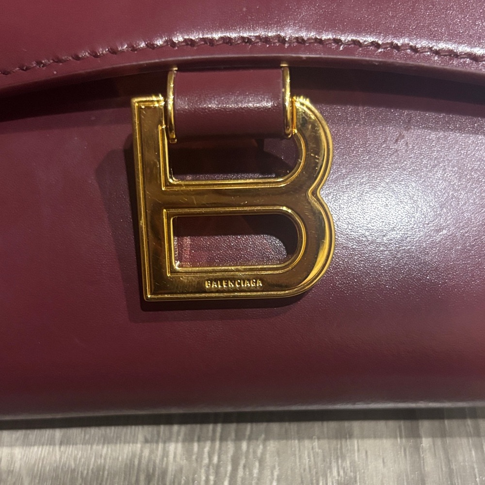 Balenciaga Maroon Shoulder Bag with Gold Accent